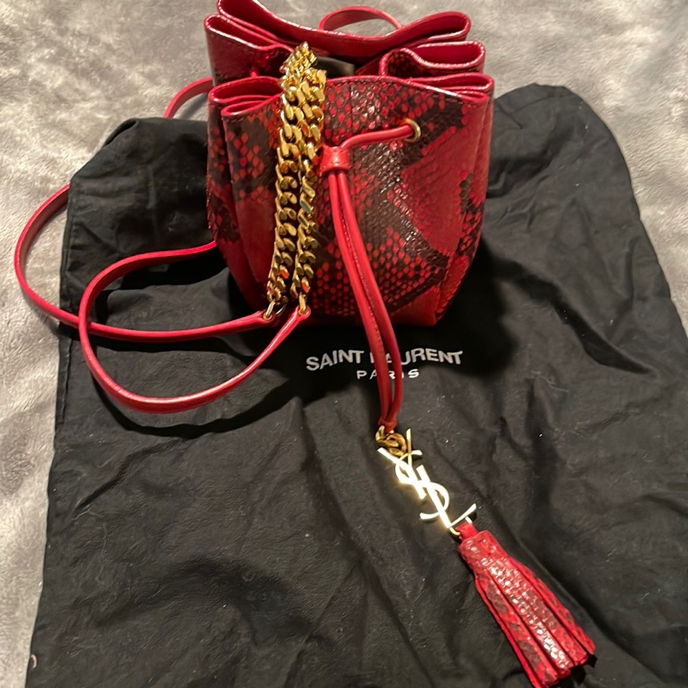 Saint Laurent red snakeskin bag